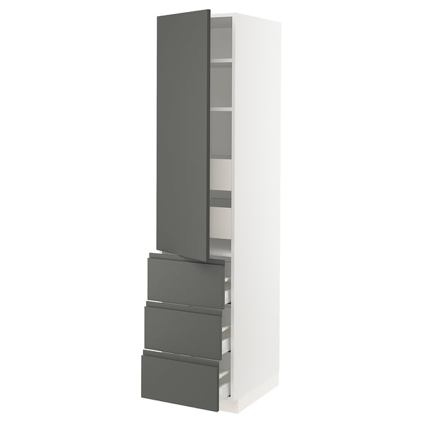 SEKTION / MAXIMERA High cab w door/3 fronts/5 drawers, white/Voxtorp dark gray, 18x24x80 "