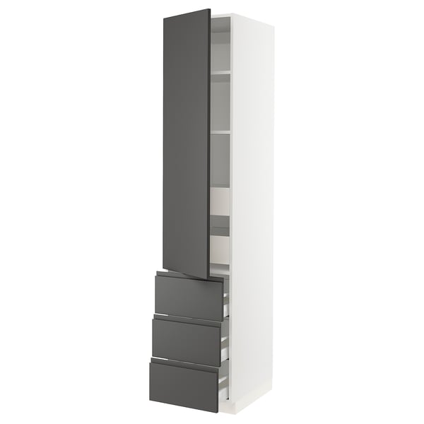 SEKTION / MAXIMERA High cab w door/3 fronts/5 drawers, white/Voxtorp dark gray, 18x24x90 "