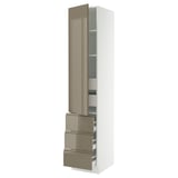 SEKTION / MAXIMERA High cab w door/3 fronts/5 drawers, white/Voxtorp high-gloss dark grey-brown, 18x24x90 "