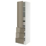 SEKTION / MAXIMERA High cab w door/3 fronts/5 drawers, white/Voxtorp high-gloss dark grey-brown, 18x24x80 "