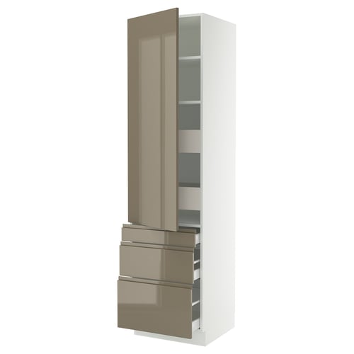 SEKTION kitchen unit in glossy dark grey-brown with multiple drawers and shelves.