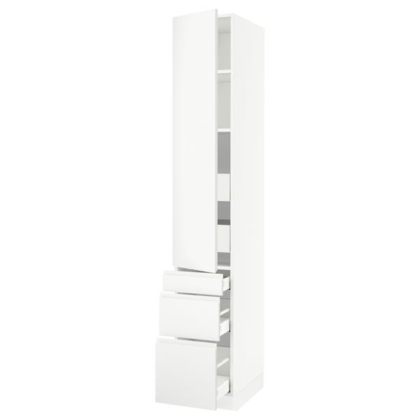 SEKTION / MAXIMERA High cab w door/3 fronts/5 drawers, white/Voxtorp matte white, 15x24x90 "