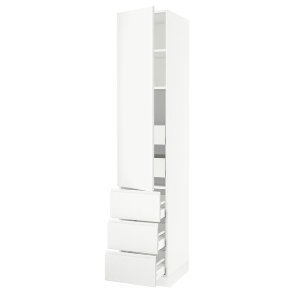 SEKTION / MAXIMERA High cab w door/3 fronts/5 drawers, white/Voxtorp matte white, 18x24x90 "
