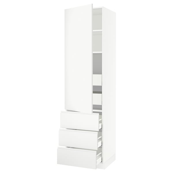 SEKTION / MAXIMERA High cab w door/3 fronts/5 drawers, white/Voxtorp matte white, 24x24x90 "