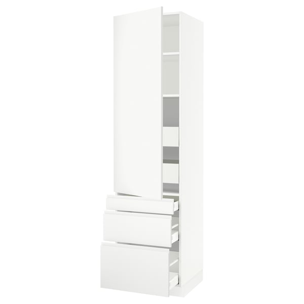 SEKTION / MAXIMERA High cab w door/3 fronts/5 drawers, white/Voxtorp matte white, 24x24x90 "