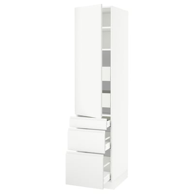 SEKTION / MAXIMERA High cab w door/3 fronts/5 drawers, white/Voxtorp matte white, 18x24x80 "