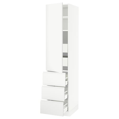 SEKTION white kitchen cabinet, minimalist design, matte finish, adjustable shelves, soft-closing doors and drawers.
