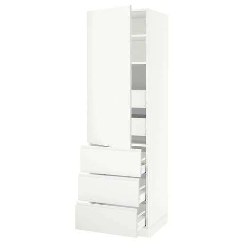 White SEKTION kitchen unit, modern minimalist design with adjustable shelves and drawers.