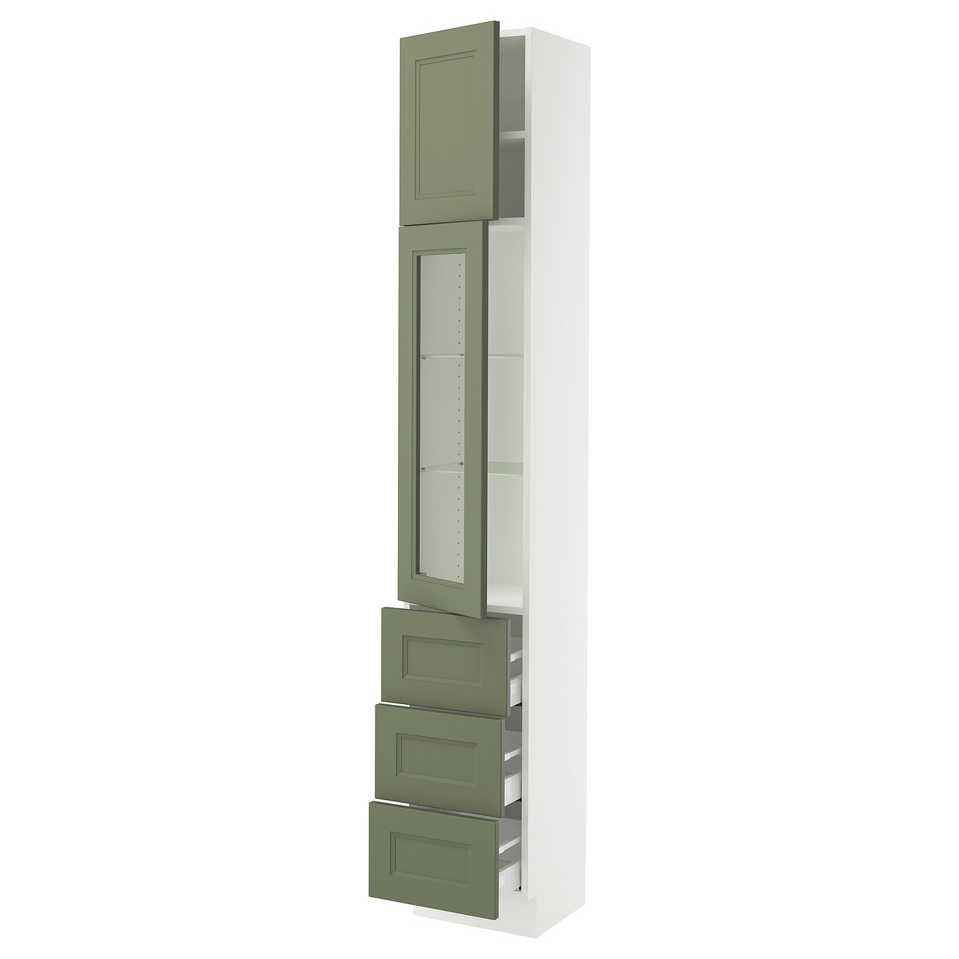 SEKTION / MAXIMERA high cab w glass dr/3 drwrs/1 door, white