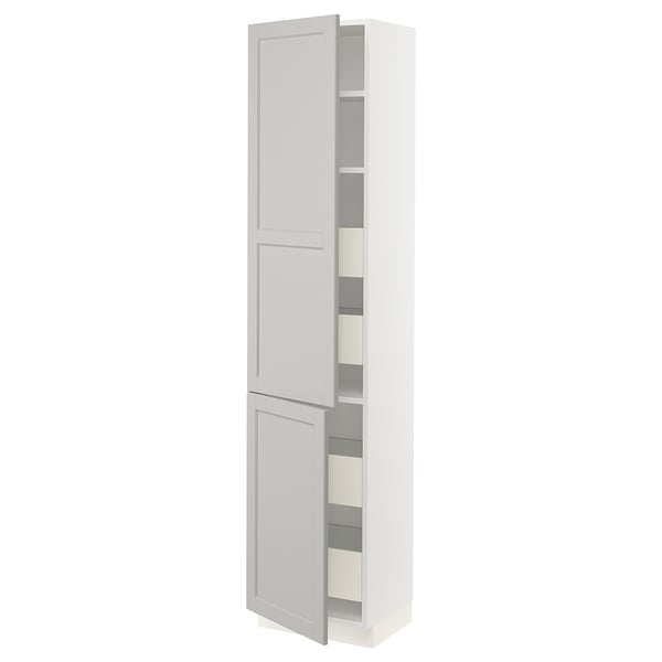 White SEKTION kitchen unit with adjustable shelves.