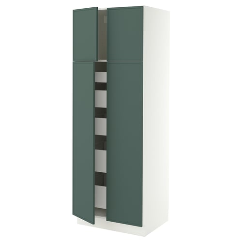 SEKTION / MAXIMERA High cabinet w 4 doors/5 drawers, white/Aspudden dark gray-green, 30x24x80 "