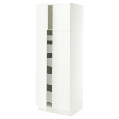 SEKTION / MAXIMERA High cabinet w 4 doors/5 drawers, white/Aspudden matte white, 30x24x80 "
