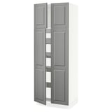 SEKTION / MAXIMERA High cabinet w 4 doors/5 drawers, white/Bodbyn gray, 30x24x80 "