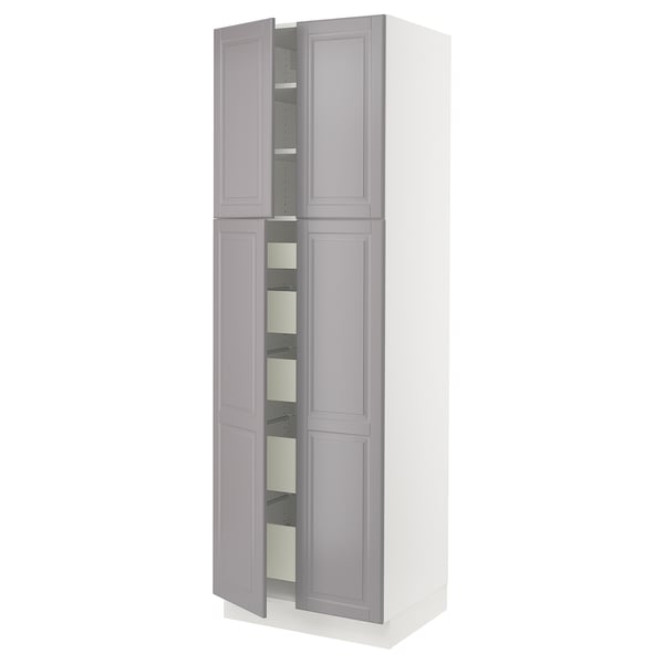 SEKTION / MAXIMERA High cabinet w 4 doors/5 drawers, white/Bodbyn gray, 30x24x90 "
