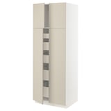 SEKTION / MAXIMERA High cabinet w 4 doors/5 drawers, white/Havstorp beige, 30x24x80 "