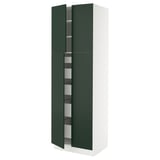 SEKTION / MAXIMERA High cabinet w 4 doors/5 drawers, white/Havstorp deep green, 30x24x90 "
