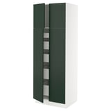 SEKTION / MAXIMERA High cabinet w 4 doors/5 drawers, white/Havstorp deep green, 30x24x80 "