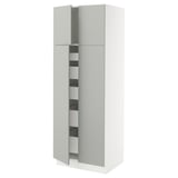 SEKTION / MAXIMERA High cabinet w 4 doors/5 drawers, white/Havstorp light gray, 30x24x80 "