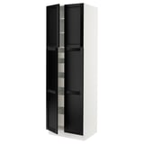 SEKTION / MAXIMERA High cabinet w 4 doors/5 drawers, white/Lerhyttan black stained, 30x24x90 "