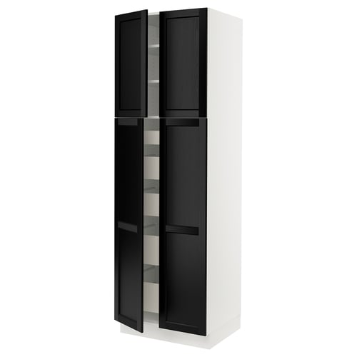 SEKTION white cabinet, black stained doors, ash veneer, traditional style, full-extension drawers, soft-close hinges.