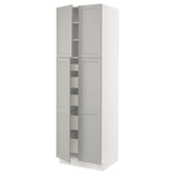 SEKTION / MAXIMERA High cabinet w 4 doors/5 drawers, white/Lerhyttan light gray, 30x24x90 "