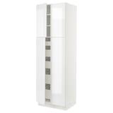 SEKTION / MAXIMERA High cabinet w 4 doors/5 drawers, white/Ringhult white, 30x24x90 "