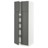 SEKTION / MAXIMERA High cabinet w 4 doors/5 drawers, white/Voxtorp dark gray, 30x24x80 "
