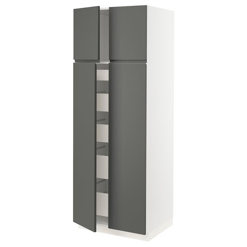 Ikea SEKTION kitchen unit, dark grey, tall with drawers, modern design.