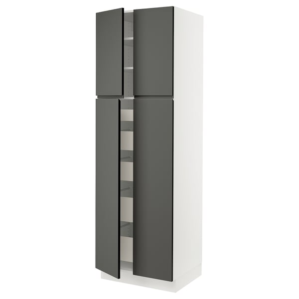 SEKTION / MAXIMERA High cabinet w 4 doors/5 drawers, white/Voxtorp dark gray, 30x24x90 "