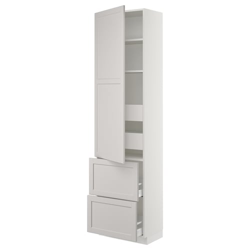 Ikea SEKTION light grey kitchen cabinet with adjustable shelves and silent close drawers.