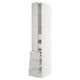 White SEKTION kitchen cabinet with grey lerhyttan fronts, bevelled edges, and adjustable shelves.