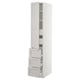 SEKTION: white cabinet with open door, drawers, sleek design. Made from birch and fibreboard.