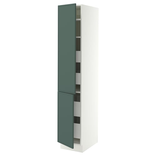 SEKTION / MAXIMERA High cb w 2 doors/shelves/4 drawers, white/Aspudden dark gray-green, 15x24x80 "