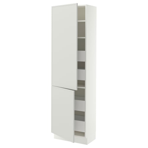 SEKTION / MAXIMERA High cb w 2 doors/shelves/4 drawers, white/Aspudden light gray, 24x15x80 "