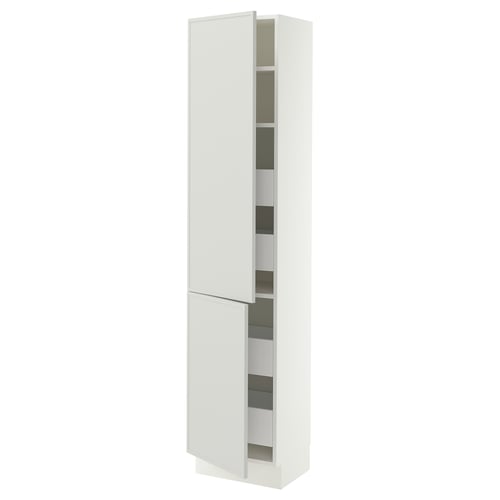 SEKTION / MAXIMERA High cb w 2 doors/shelves/4 drawers, white/Aspudden light gray, 18x15x80 "