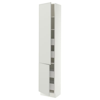 SEKTION / MAXIMERA High cb w 2 doors/shelves/4 drawers, white/Aspudden light gray, 18x15x90 "