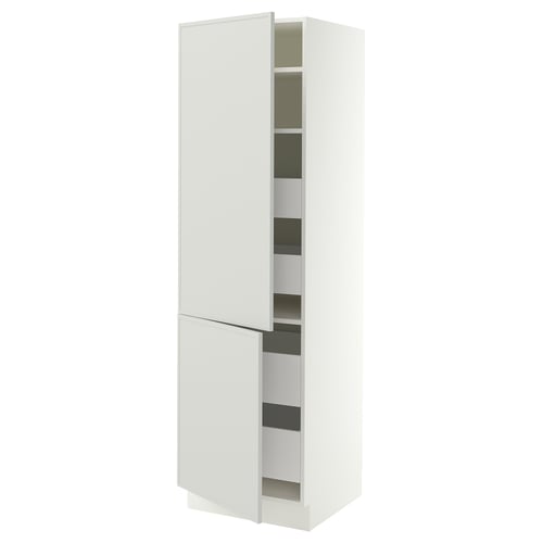 SEKTION / MAXIMERA High cb w 2 doors/shelves/4 drawers, white/Aspudden light gray, 24x24x80 "