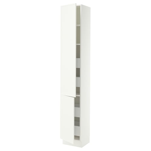 SEKTION / MAXIMERA High cb w 2 doors/shelves/4 drawers, white/Aspudden matte white, 15x15x90 "