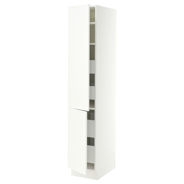 SEKTION / MAXIMERA High cb w 2 doors/shelves/4 drawers, white/Aspudden matte white, 15x24x80 "