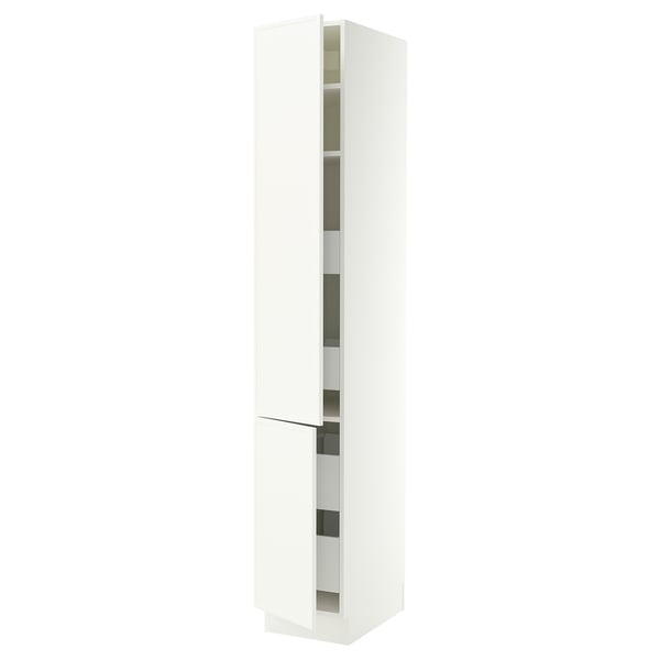SEKTION / MAXIMERA High cb w 2 doors/shelves/4 drawers, white/Aspudden matte white, 15x24x90 "