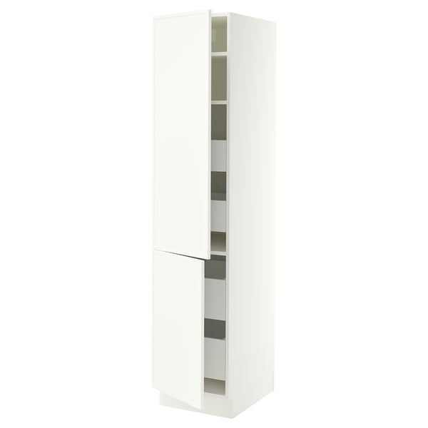 SEKTION / MAXIMERA High cb w 2 doors/shelves/4 drawers, white/Aspudden matte white, 18x24x80 "