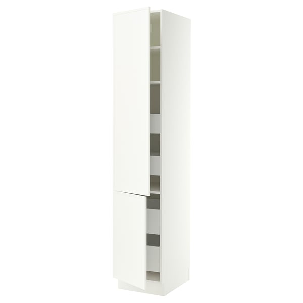 SEKTION / MAXIMERA High cb w 2 doors/shelves/4 drawers, white/Aspudden matte white, 18x24x90 "