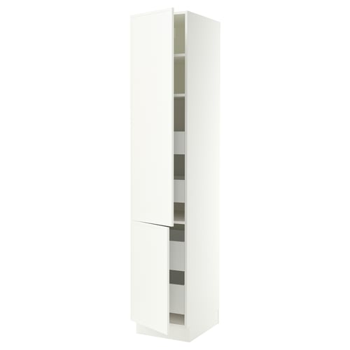 SEKTION / MAXIMERA High cb w 2 doors/shelves/4 drawers, white/Aspudden matte white, 18x24x90 "