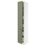 SEKTION / MAXIMERA High cb w 2 doors/shelves/4 drawers, white/Axstad gray-green, 15x24x90 "