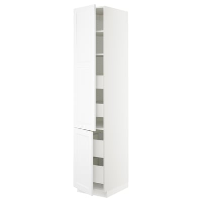 SEKTION / MAXIMERA High cb w 2 doors/shelves/4 drawers, white/Axstad matte white, 18x24x90 "