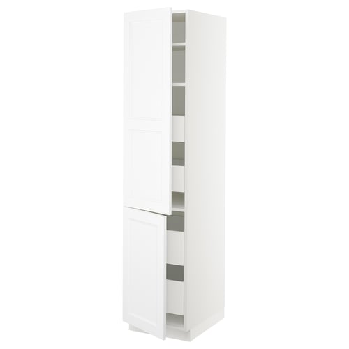 SEKTION white kitchen cabinet with adjustable shelves, two open doors, modern design.