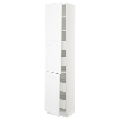 SEKTION / MAXIMERA High cb w 2 doors/shelves/4 drawers, white/Axstad matte white, 18x15x80 "