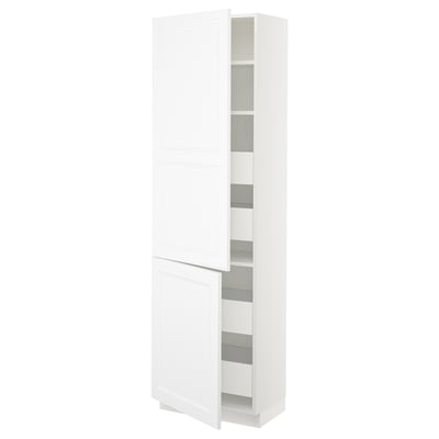 SEKTION / MAXIMERA High cb w 2 doors/shelves/4 drawers, white/Axstad matte white, 24x15x80 "