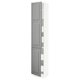 SEKTION / MAXIMERA High cb w 2 doors/shelves/4 drawers, white/Bodbyn gray, 15x15x80 "