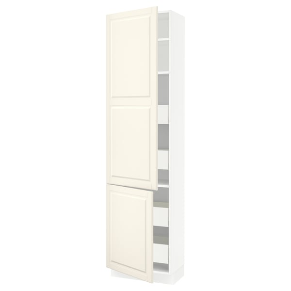 SEKTION / MAXIMERA High cb w 2 doors/shelves/4 drawers, white/Bodbyn off-white, 24x15x90 "